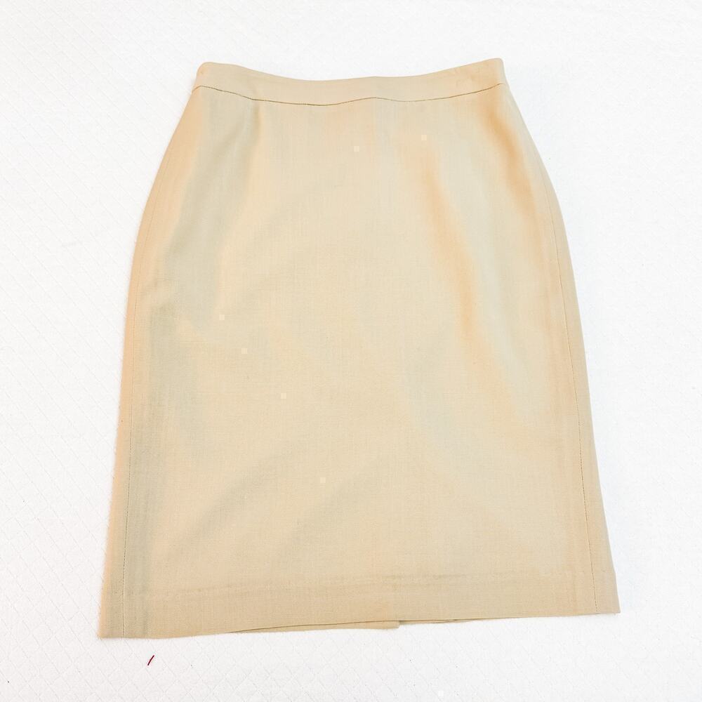 Izzat Baba Cream Straight Pencil Skirt Linen Blend Size 26